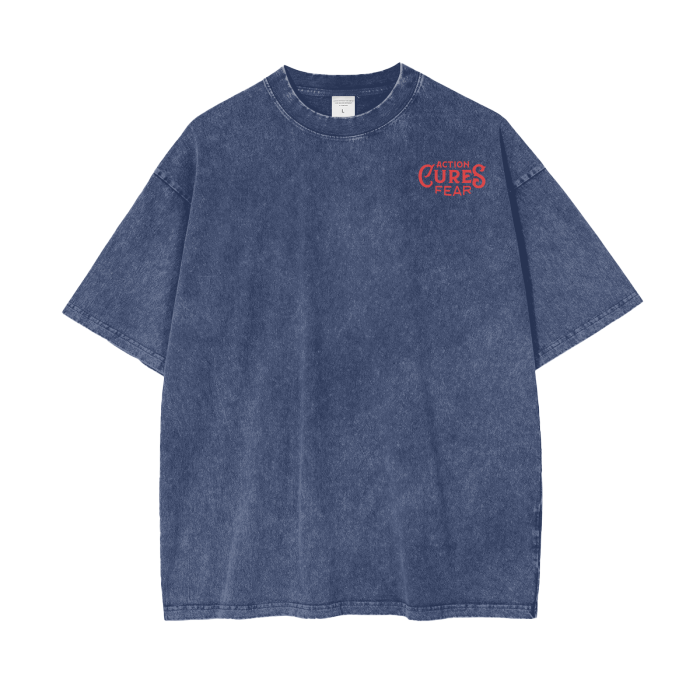 Action Cures Fear Acid Wash Oversize T-Shirt