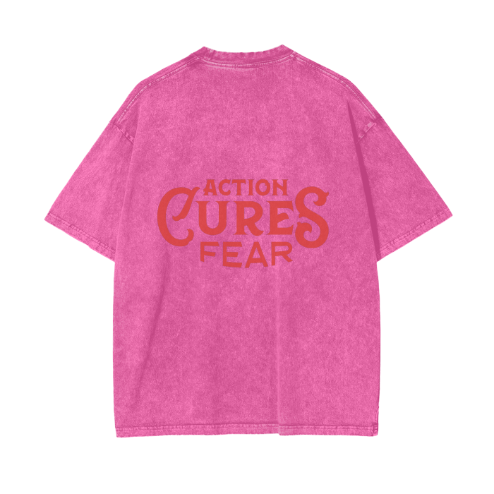 Action Cures Fear Acid Wash Oversize T-Shirt